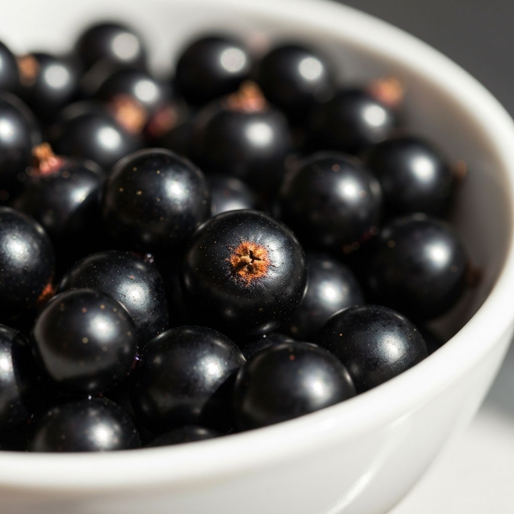 Fresh black currants in a bowl