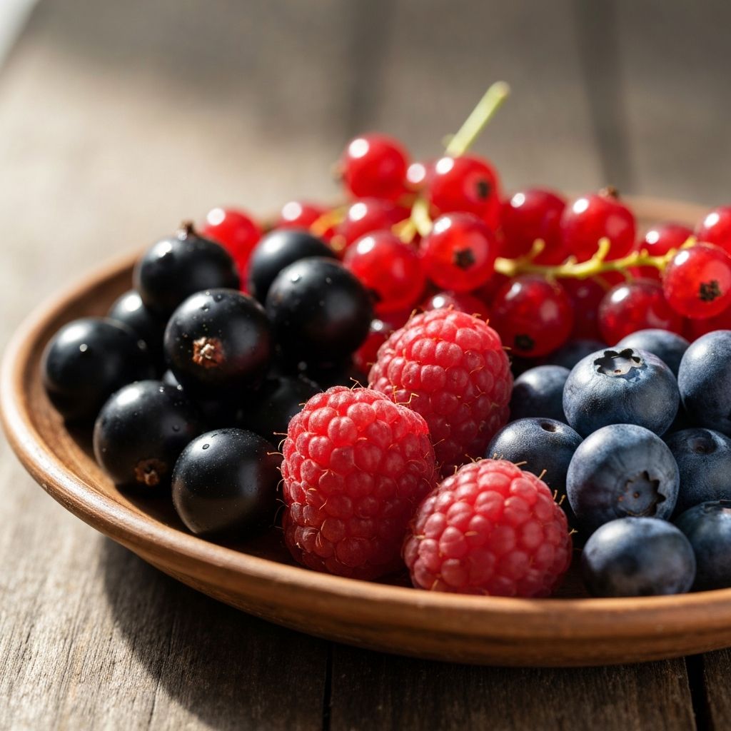 Fresh Polish berries including currants and raspberries